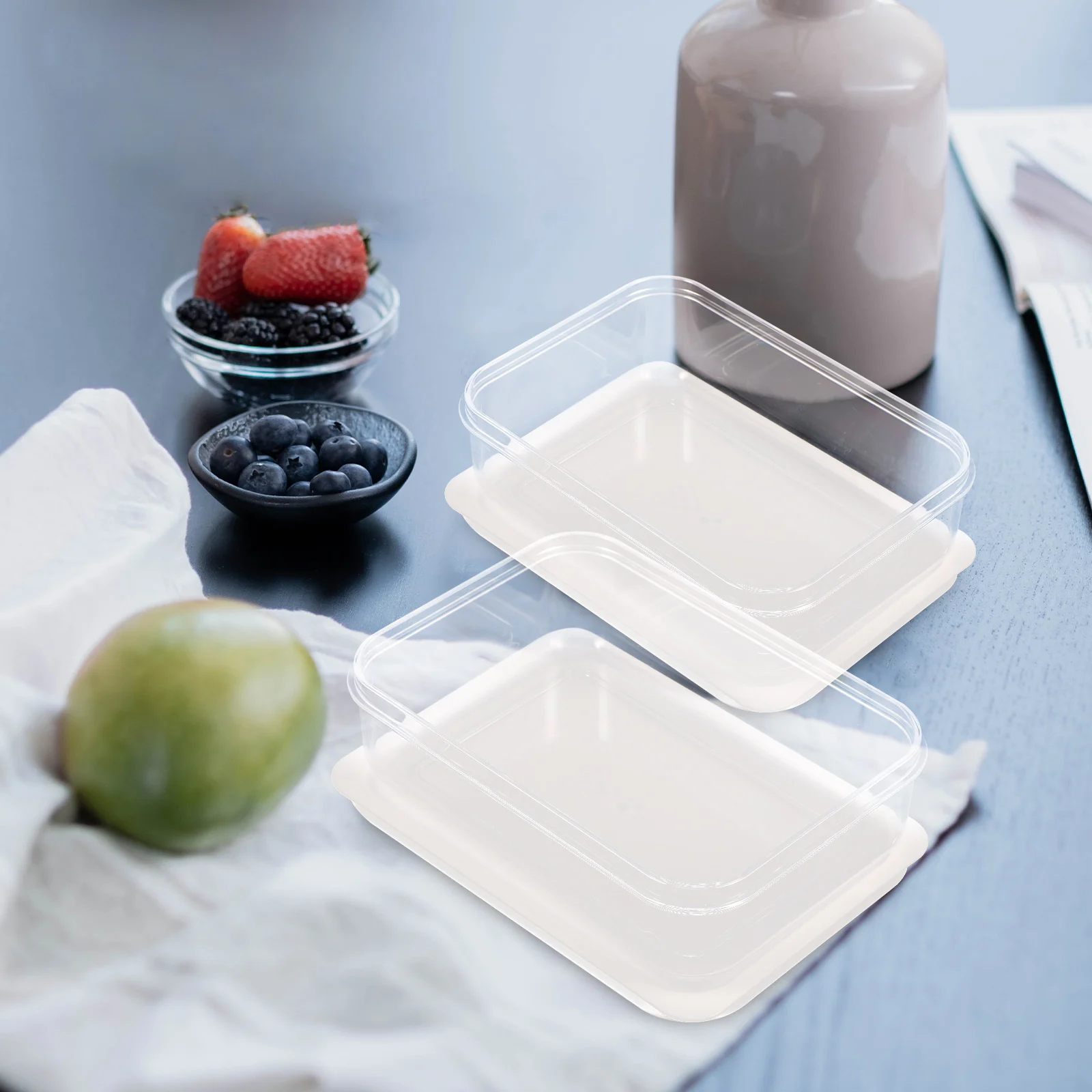 

2Pcs Refrigerator Storage Box Clear Food Container Rectangular Preservation Bento Lunch Carrying Box Practical