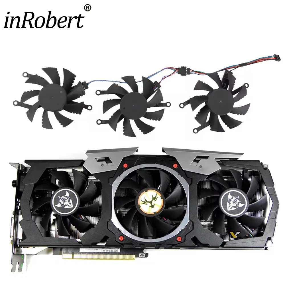

75 мм 4-контактный вентилятор-кулер, замена для красочного iGame GTX 1070 1080 X-TOP-1080 1080 Fire Ares X, вентилятор для видеокарты