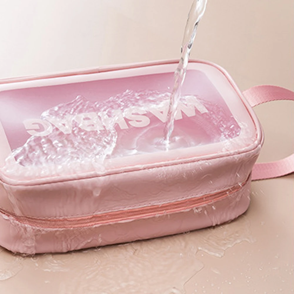 Waterproof Cosmetic Bag Portable Large Capacity Frosted Clear Travel Toiletry Wash Bag Cosmetics Storage Bag Swimming Bag