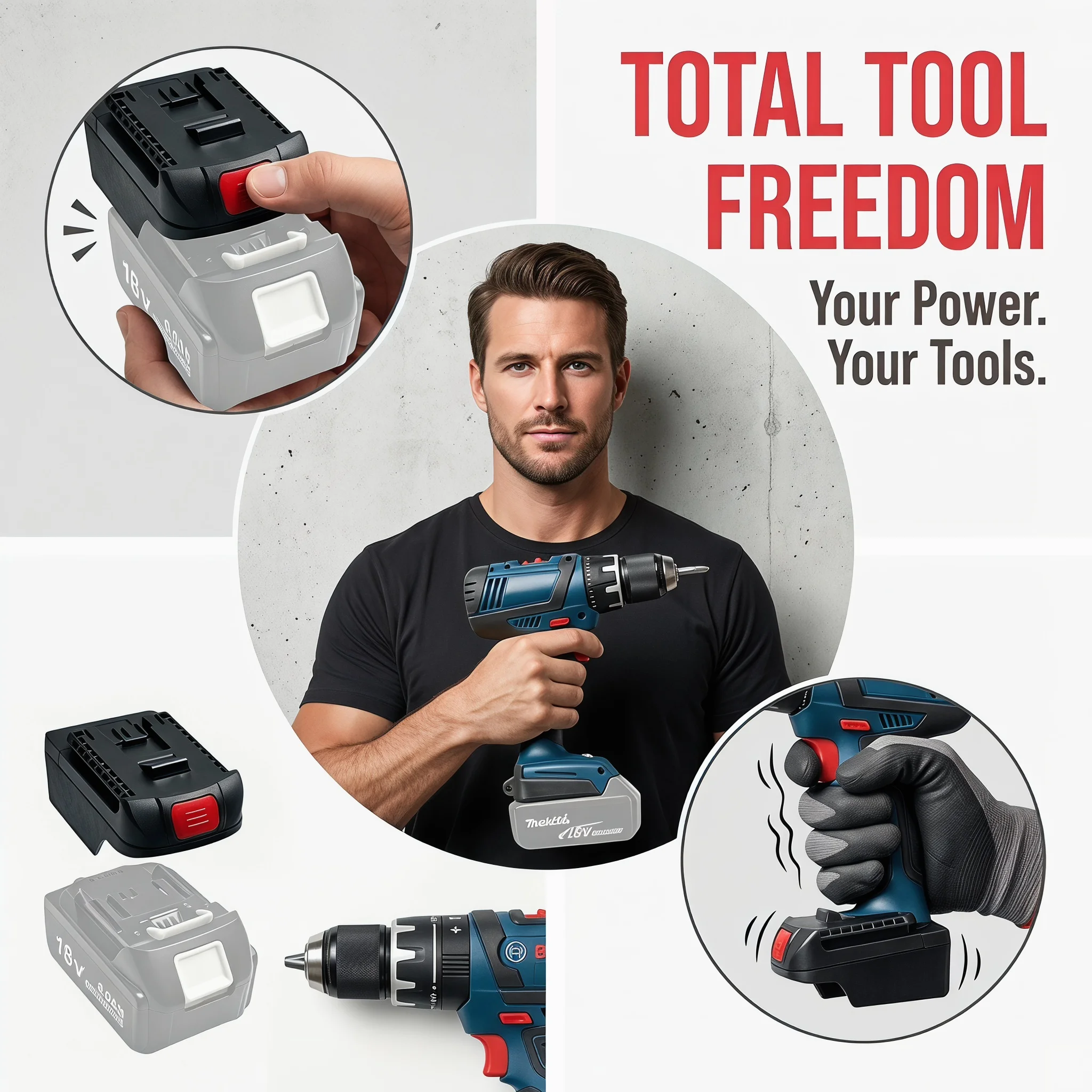 Batterieadapter-Konverter für Makita 18V Lithium-Akku zu Bosch 18V Li-Ion Elektrowerkzeug-Zubehör (ohne Akku) – Detail 6