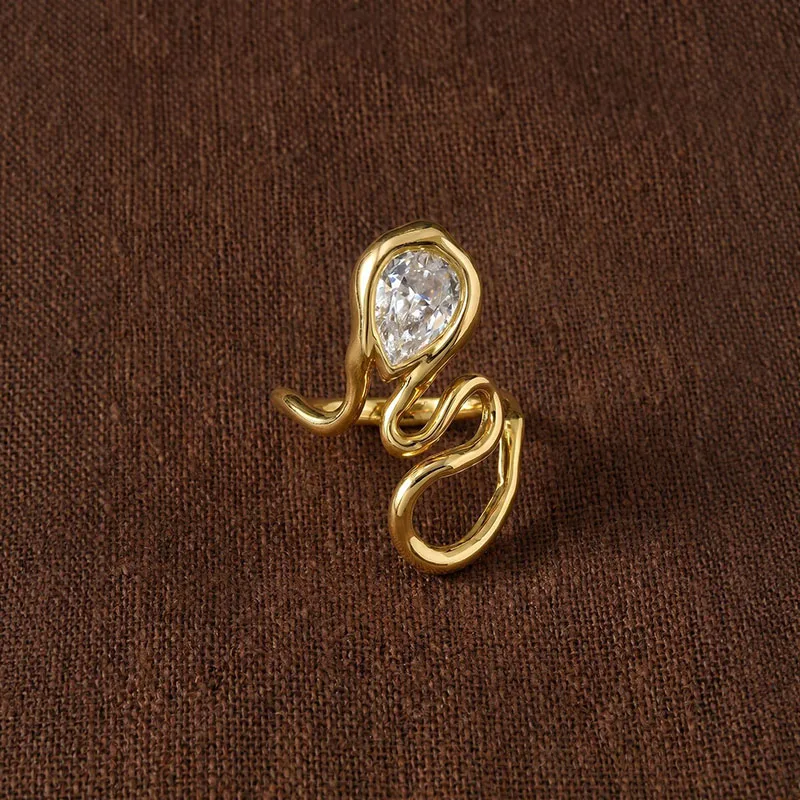 Waterdrop stone wave snake rings for women luxury designer rings statement elegant dainty jewelry new in 2026