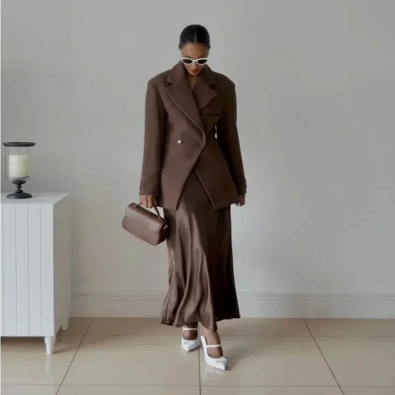 Luxury High-end Spring Autumn Jacket Blazer Women Turn Down Collar High Waist Slim Button Office Lady Blazer Design Trend Coats