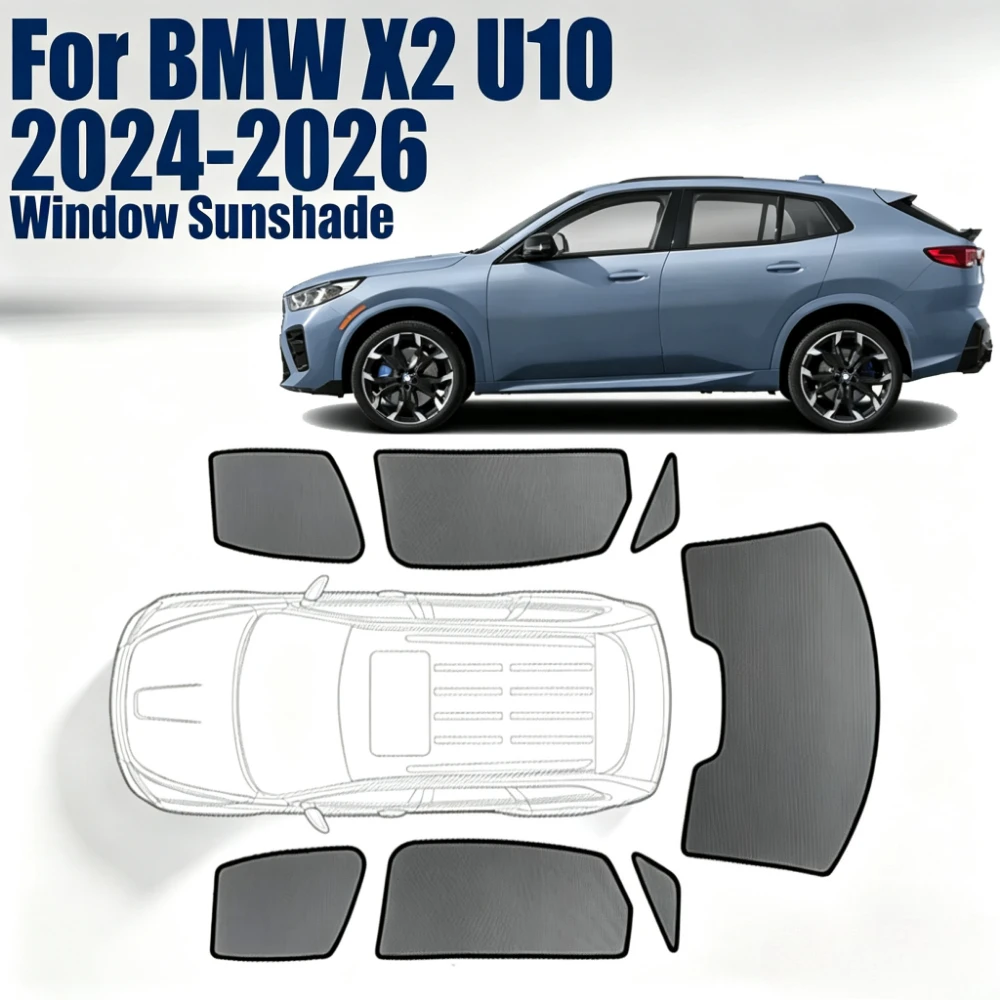 For BMW X2 U10 2024 - 2026 2025 Custom Magnetic Car Window Sunshade Curtain Mesh Front Windshield Frame Curtain