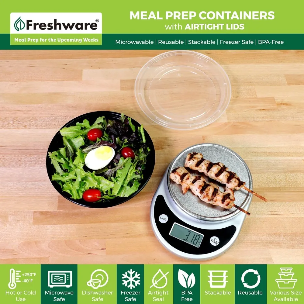 Meal Prep Containers with Lids 30 Pack, 28oz BPA Free, Microwave & Dishwasher Safe