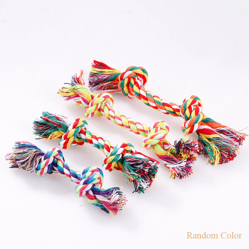 Dog Puppy Cotton Braided Double Knot Rope Chew Anti Bite Funny Toy Pet Supplies Dog Accessories