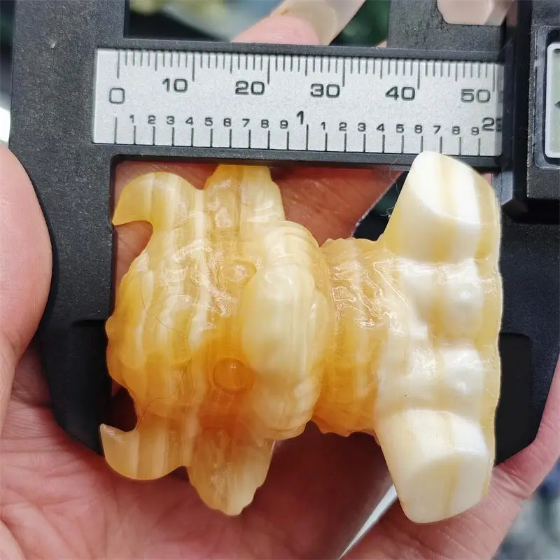 Natural Orange Calcite Highland Yak Carving Crystal Healing Halloween Gift Festival Craft For Decoration 1pcs