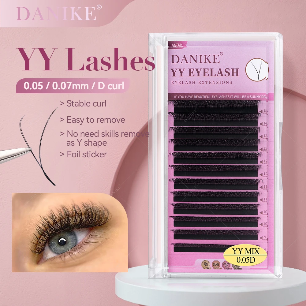 5Box DANIKE YY Shape Eyelash Extensions 1 Tray 12 Rows Soft Nature False Lashes D Curl Mix 8-15MM Volume Lash Makeup Supplies