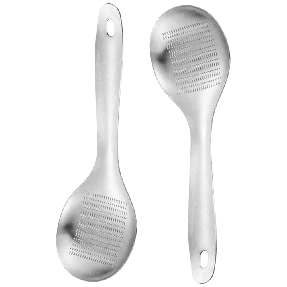 

2Pcs StainlessSteel GarlicGinger Grinder Reusable WearResistant FoodGrater Mincer SpoonShaped KitchenTool HomeBaking