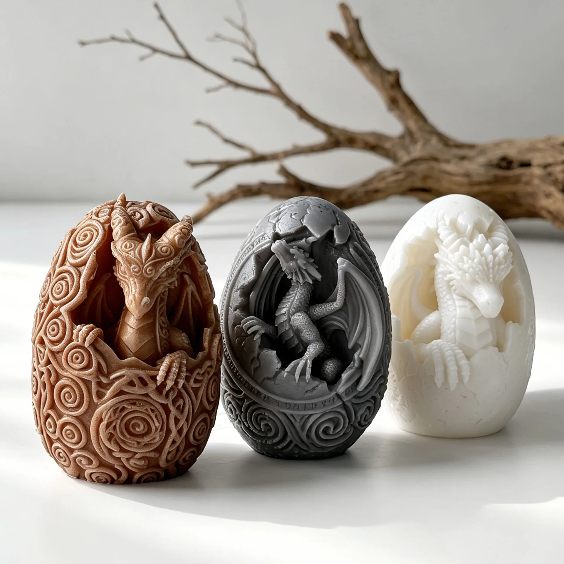 Moule en silicone 3D DIY pour bougie en forme d'œuf de dinosaure, relief animalier, pour gypse aromatique, résine et ornement décoratif en plâtre