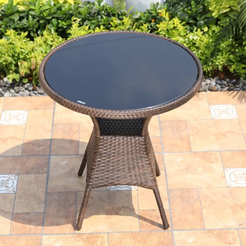 Outdoor table single table rattan chair courtyard garden open-air balcony small coffee table milk tea coffee shop outdoor