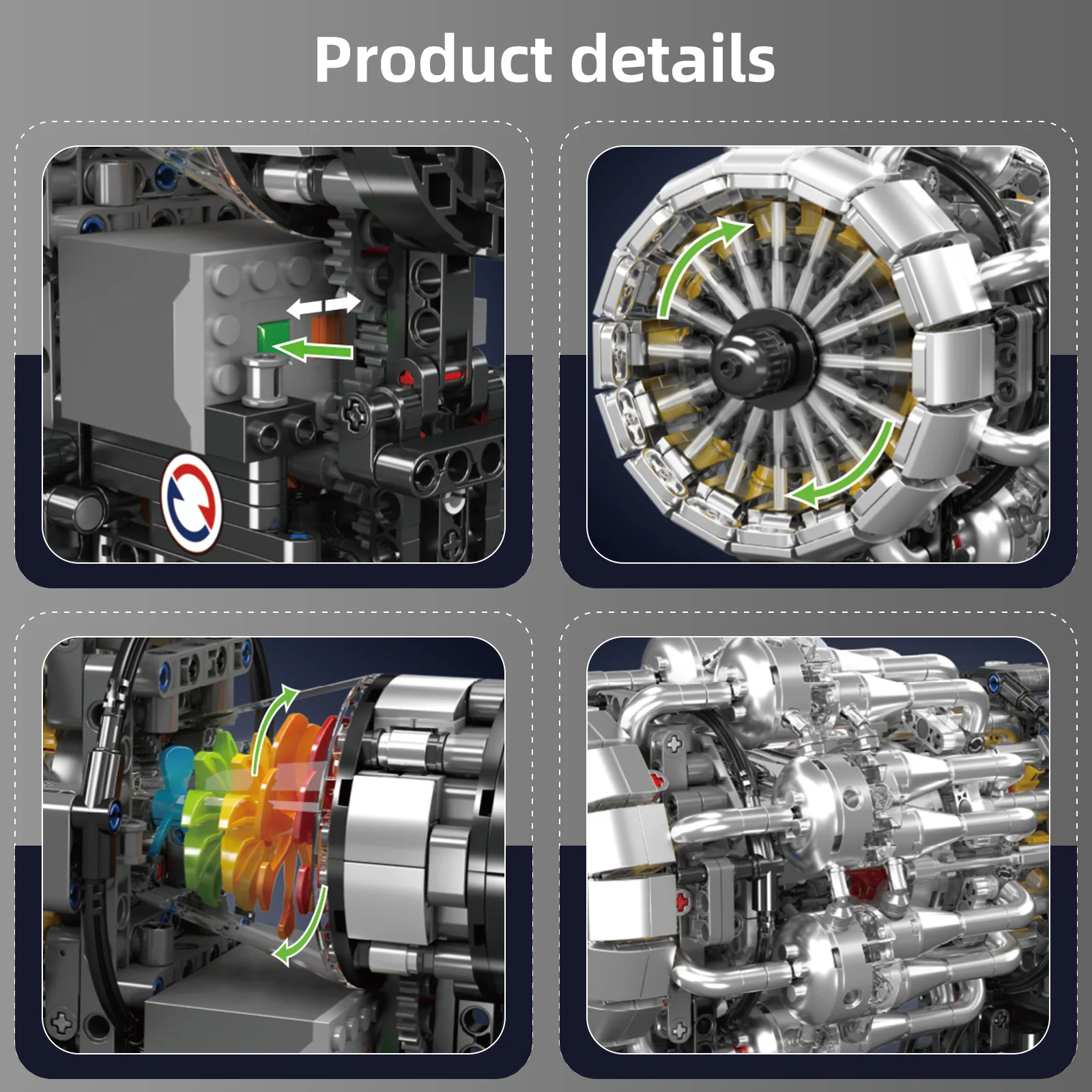 Mould King 10216 Turbojet Engine Building Blocks Simulation Model STEM DIY Bricks Toys Teens Aviation Enthusiasts Christmas Gift