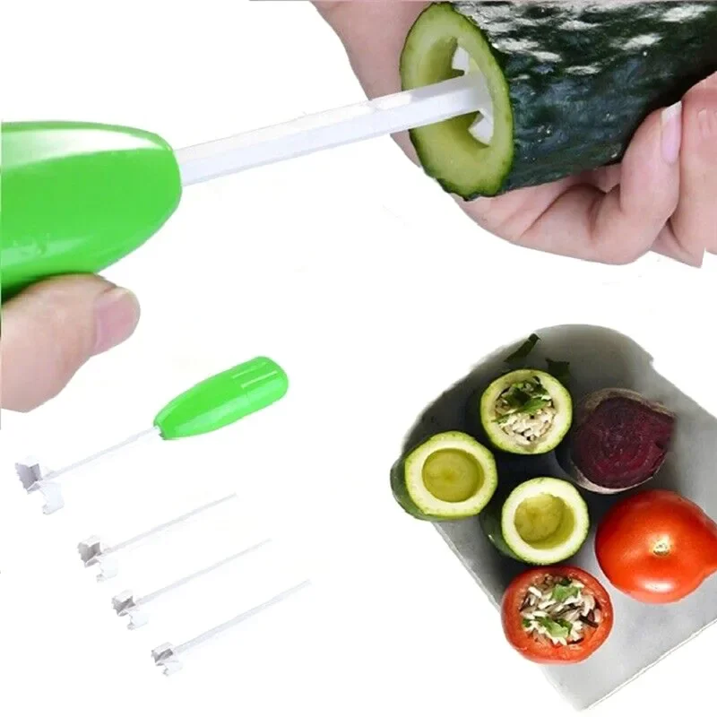 4Pcs/set Zucchini And Eggplant Corer Vegetable Spiral Cutter Digging Device Stuffed for Vegetable Fruit Corer Tools Spiralizer