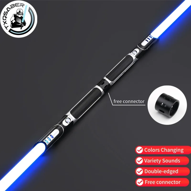 

TXQSABER Smooth Swing RGB Lightsaber Neo Pixel SNV4 Двойной лезвие Тяжелый дуэльный лазерный меч Металлическая рукоять Blaster Jedi Косплей Игрушка