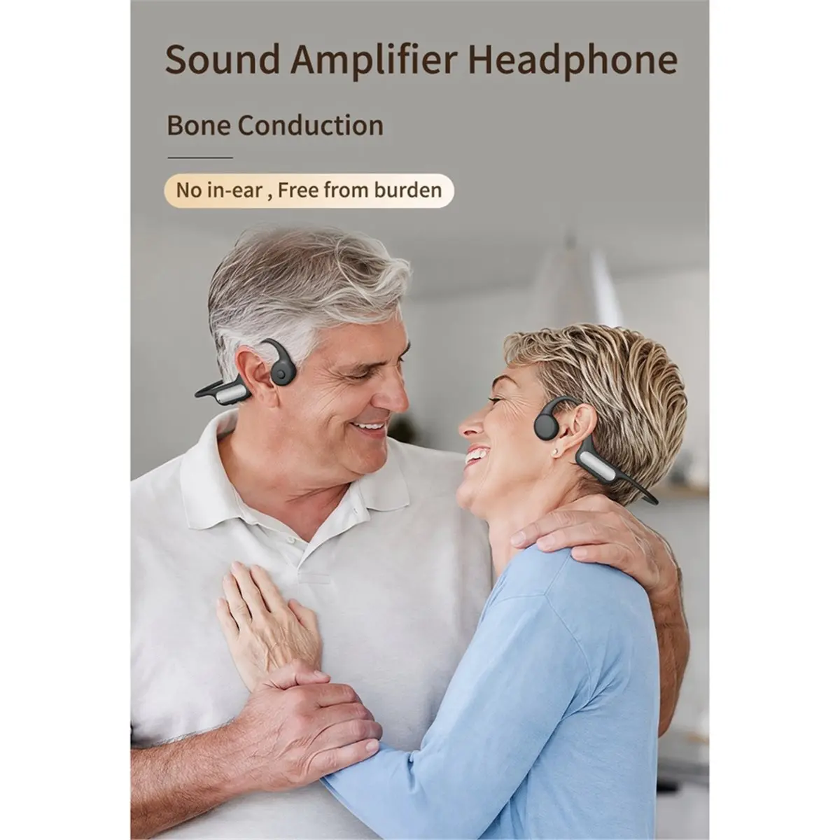 PHONE&GEAR Wireless Bone Conduction Earphones Bluetooth 5.4 for Deafness Amplifier Sports Headset HD Clear Mic 32 Channel WDRC