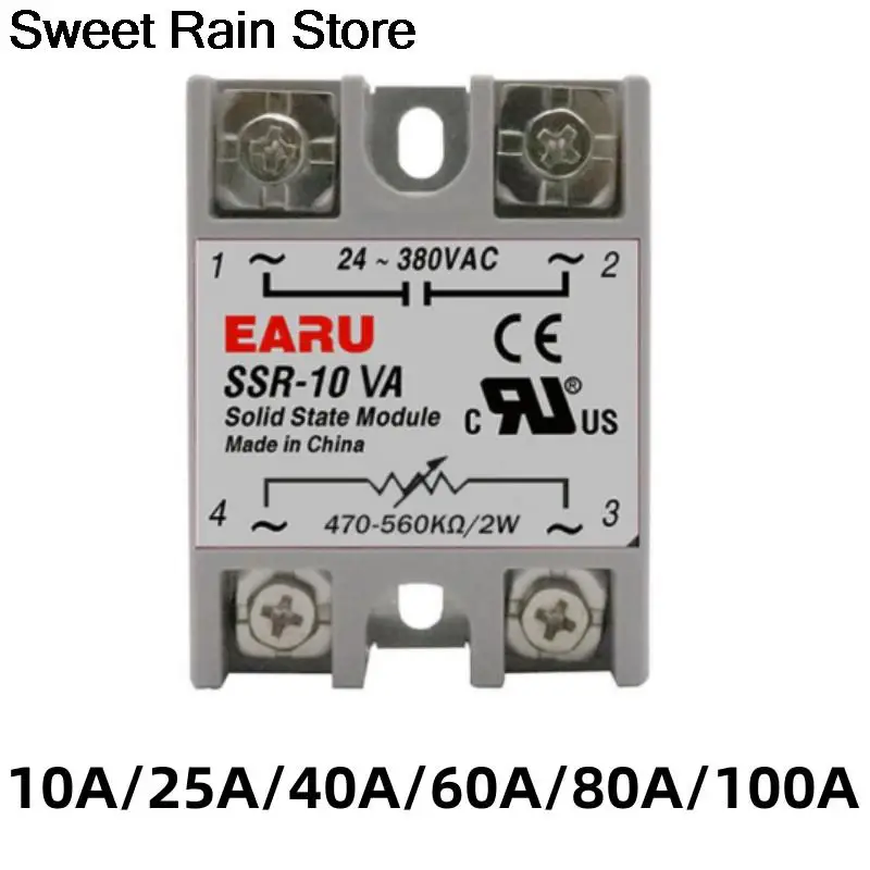 SSR-10VA SSR-25VA SSR-40VA SSR Solid State Relay Voltage Regulator AC24-380V Output+Potentiometer for PID Temperature Controller