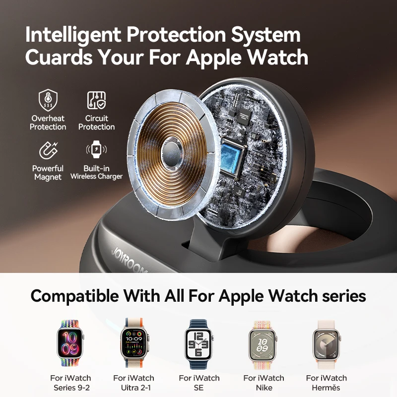 Joyroom dla iWatch Ładowarka Stojak Przenośna magnetyczna stacja ładująca Szybka ładowarka do Apple Watch Ultra/SE/Series 9 8 7 6 5 4 3 2