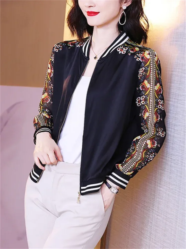 Leisure Ladies Jackets Thin Coats Temperament Korean Women Outwear Loose Jacket Zipper Coat Print Woman Clothes Jacket Thin Coat