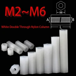 White Nylon Post Double Pass Hexagonal Isolation Post Plastic Insulation Support Post PC Board Spacing Stud M2M2.5M3M4M5M6