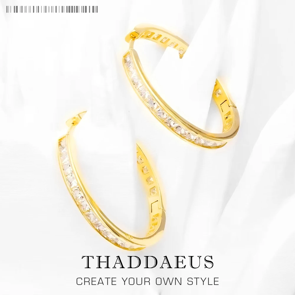 

Dazzling Zircon Hinged Hoop Creole Earrings Europe Classic Fine Jewerly For Women Gift In Real 925 Sterling Silver