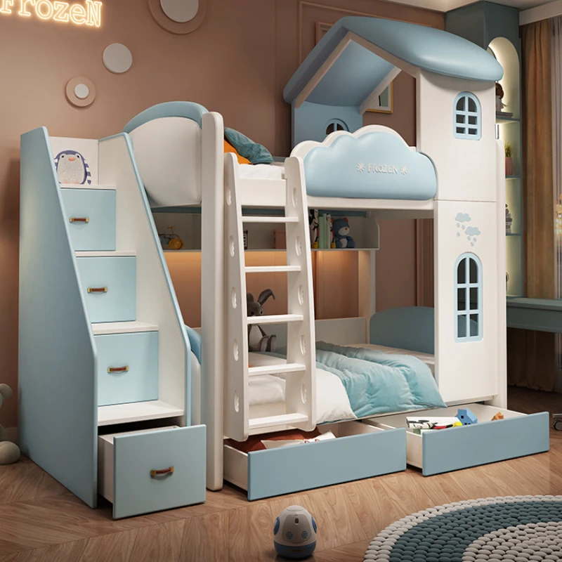 Cute Girl Room Letto a castello Twin Frame Lusso Rosa Queen Bed Princess Loft Comferter Litera Mobili per la casa