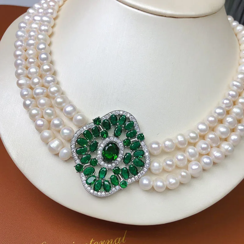Natural Freshwater Pearl Necklace Bracelet Set High-End Luxury Women Weddings Banquets Jewelry Accessories