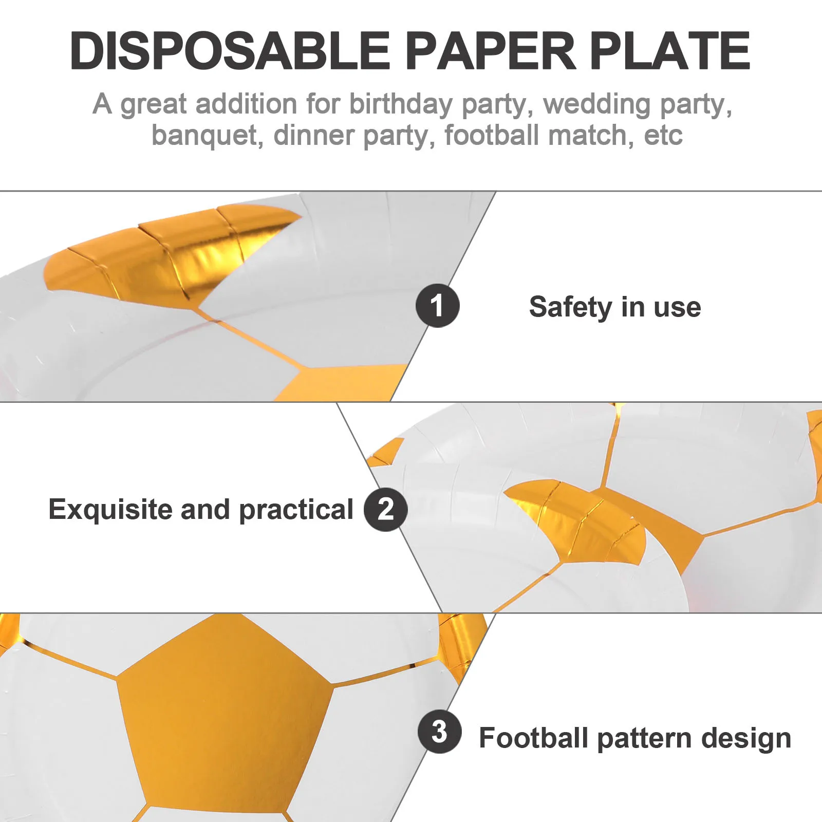 

16Pcs Football Printed Paper Plates Safe Party Favor Dishes Dinner Tableware Supplies Football Printing Paper Plate