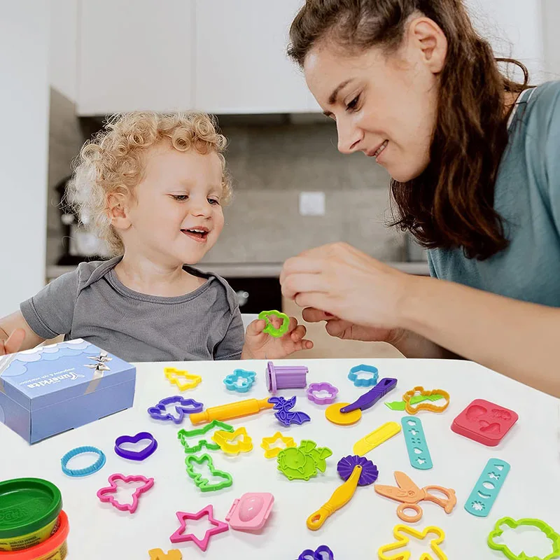 Alat bermain adonan untuk anak-anak Aksesori adonan cetakan dinosaurus rol buah pemotong gunting Playdough tanah liat cetakan mainan anak DIY