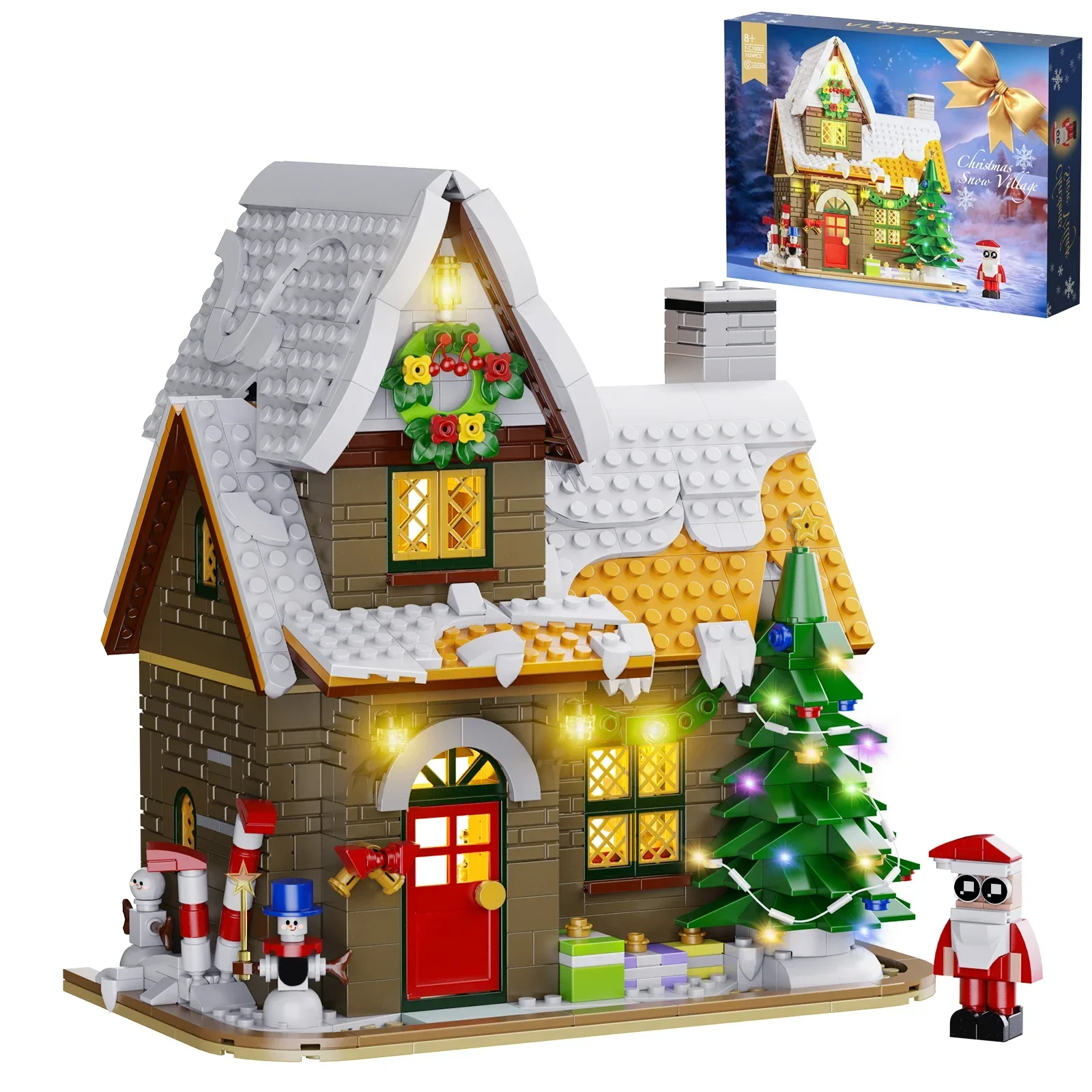 MOC Ideas Christmas Scene Building Block Set Winter Christmas Snow House Building Block Model DIY Puzzle Toys for Children Gift