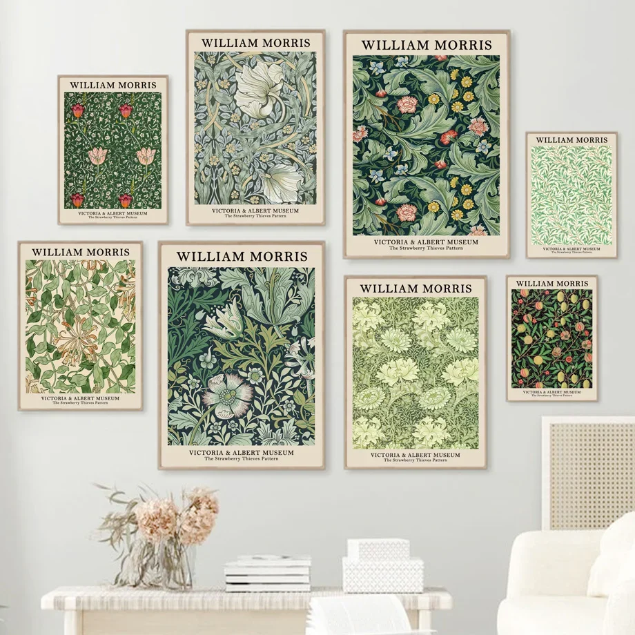 Unframe Abstract Scandinavian Wall Art William Morris Floral Botanical Leaves Oil Painting Posters Prints Home Bedroom Living Ro