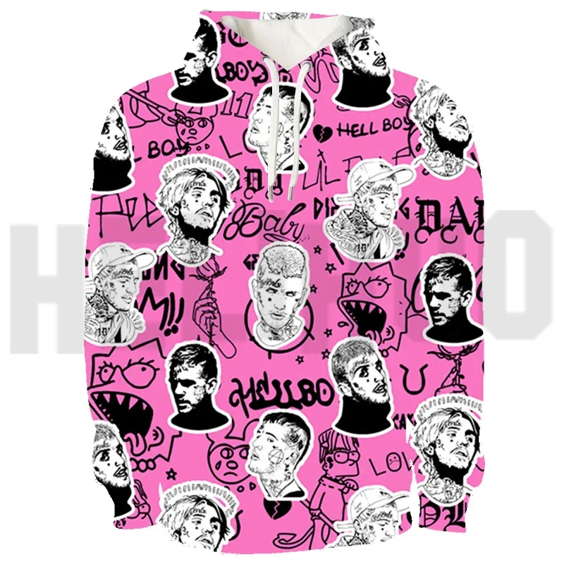 

3D Printed Lil Peep Hoodie Female Clothing Rapper Lil Peep Pullovers Loose Casual Long Sleeve Fashion Style Anime Sweatshirt Men