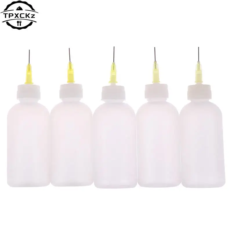 1 Pcs/Set 50ml Transparent Plastic Needle Bottles Glue Dispenser Clear Liquid Dropper Bottle for Rosin Solder Flux Paste Bottle