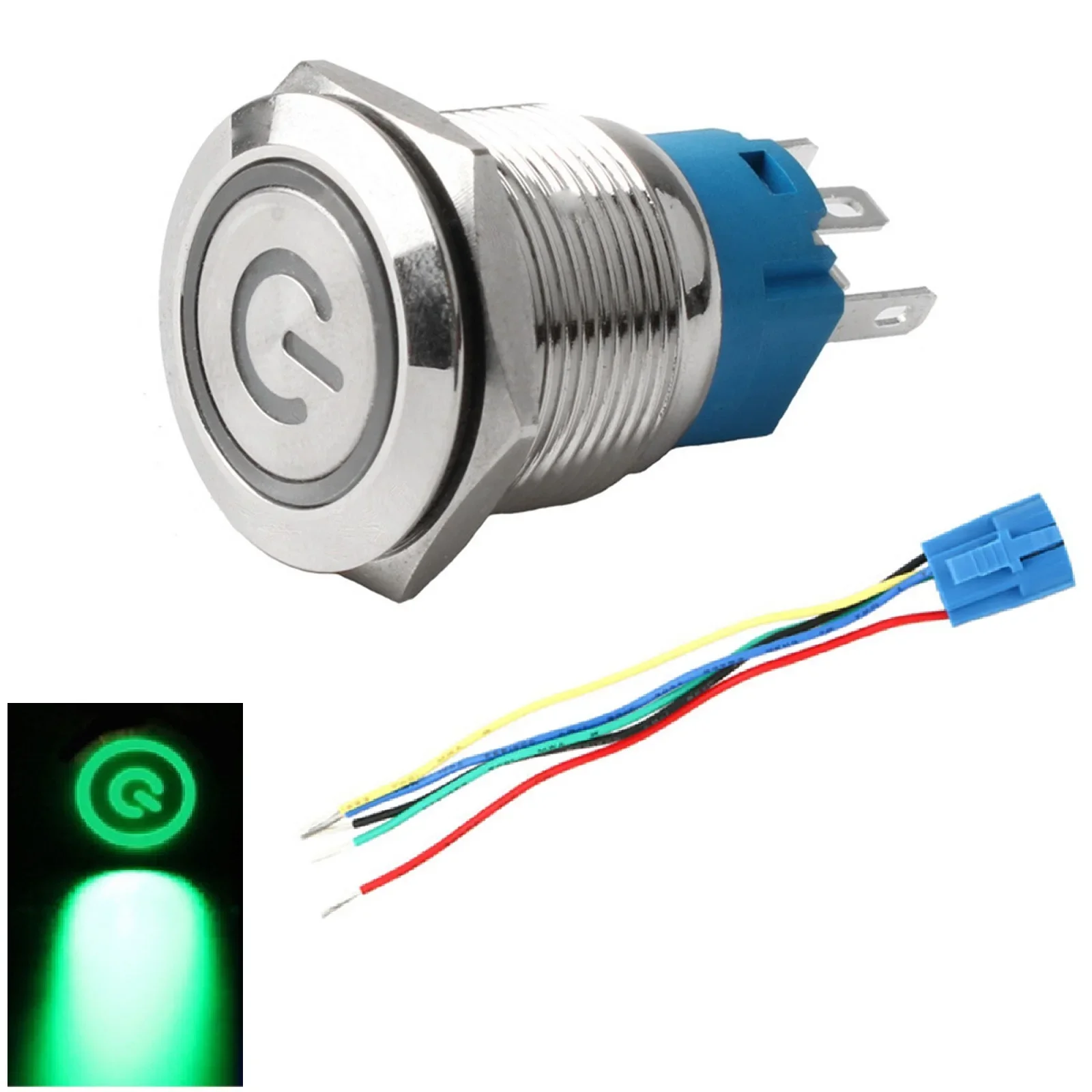 22mm Metal Push Button Switch With Power LED 12-24V Latching Button Switch IP66 For Test Measurement Tool Accessory