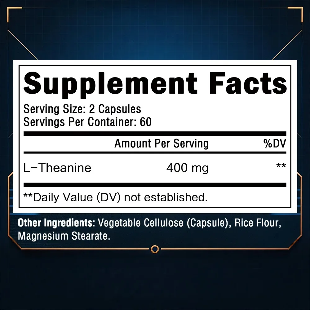 L-Theanine 400MG - Promotes Relaxation, Improves Sleep, Maintains Nervous System Health, and Keeps You Calm, Non-GMO