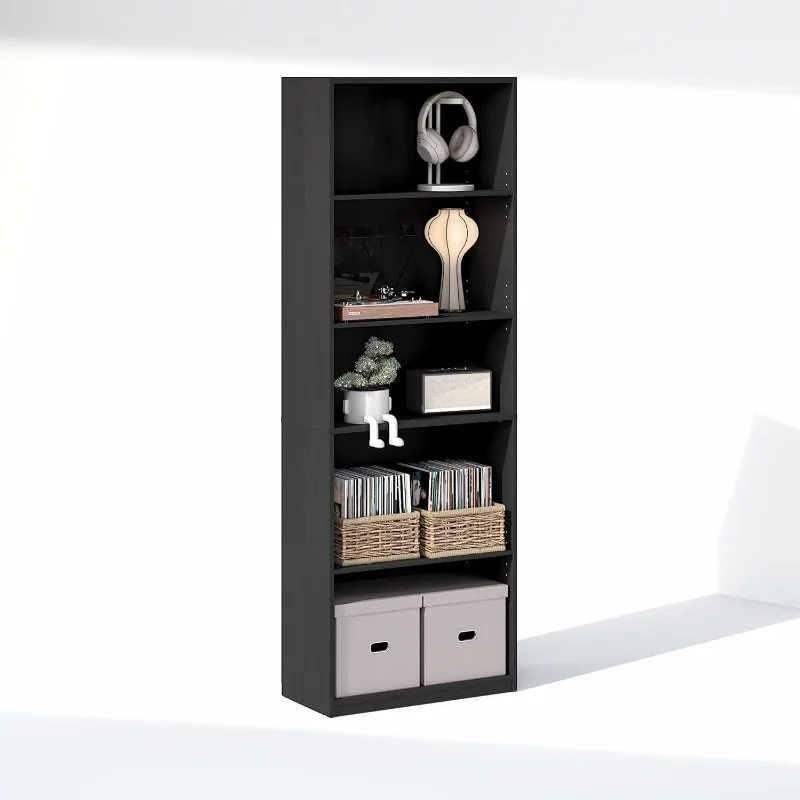 

GEHRY 5-уровневое хранилище для медіа, CD DVD Media Tower, с регулируемыми полками, для гостиной, домашнего офиса, Blackwood