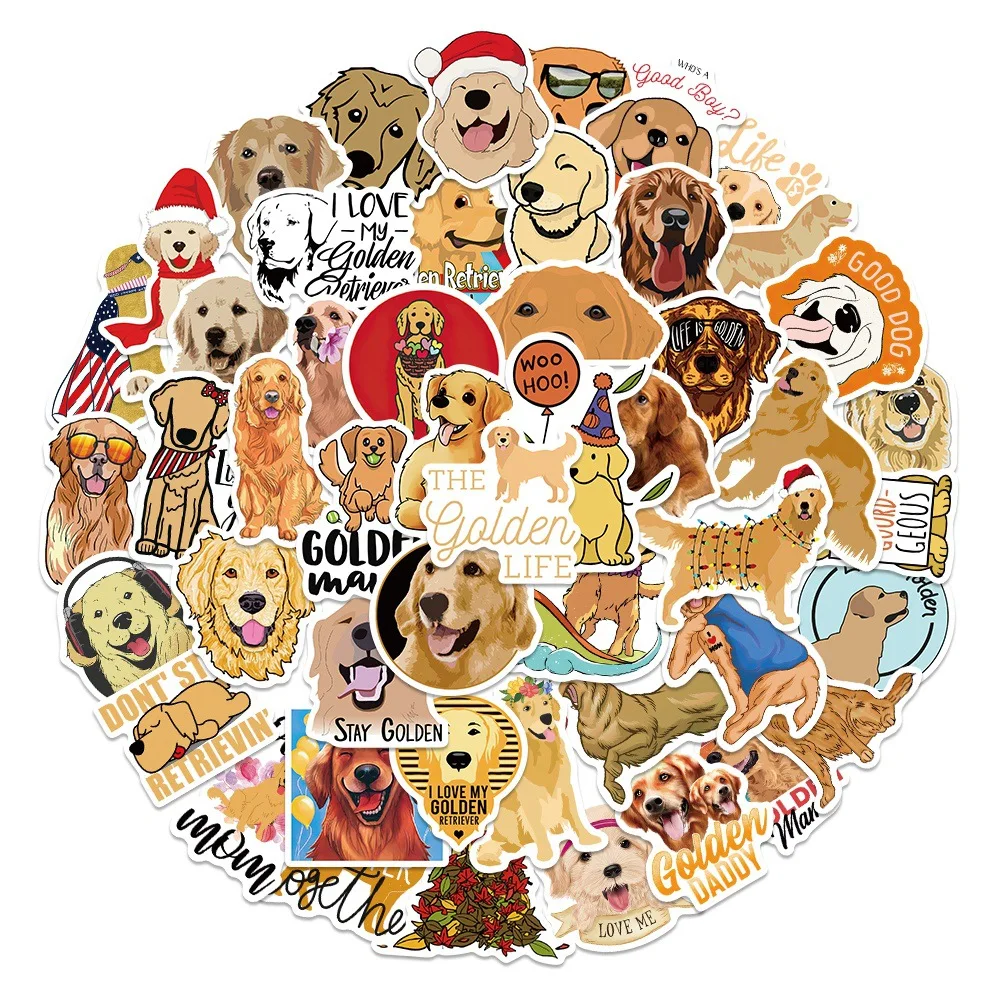 10/30/50PCS New Golden Retriever Cartoon Personality Creative Computer  Mobile Phone Car Decoration Waterproof Sticker Wholesale