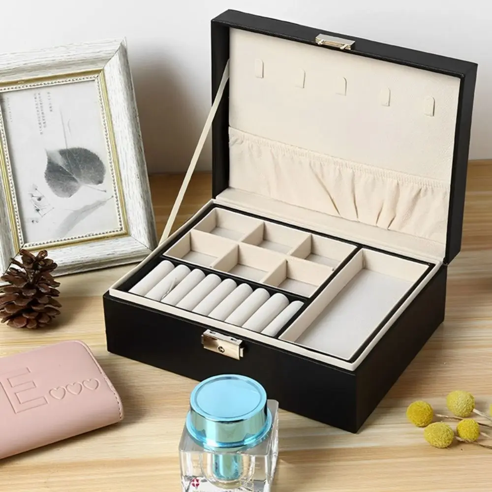 

Большая вместительная шкатулка для драгоценностей из искусственной кожи, двухслойная съемная шкатулка для хранения ювелирных изделий Subzone, футляр для ювелирных изделий, держатель для ювелирных изделий