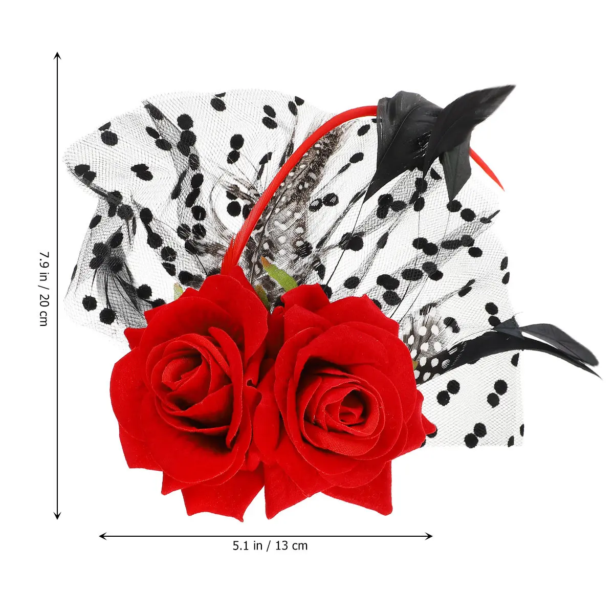 Bridal Red Rose Hair Clip Floral Lace Wedding Headpiece Hairpin for Prom Beach Party Garden Masquerade Ball