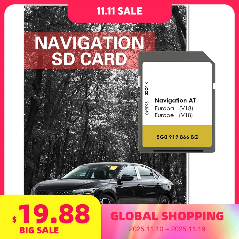 

AT V18 Suitable MIB1 for VW Tiguan (2013 - 2017) Navigation SD Car Map GPS Card Cover Latvia Great Britain Poland Spain Germany