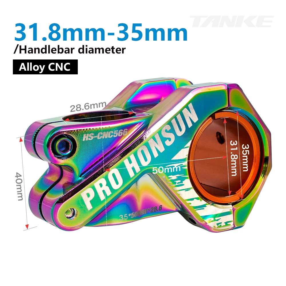 HONSUN Mountain Bike Stem 31.8 * 50mm Aluminum Alloy CNC Ultra Light Colorful Stand Bicycle Accessories