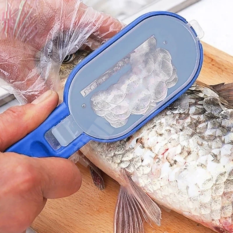 2 In1 Fishing Scale Brush Knife Fish Skin Brush Built-in Fish Cutter Fast Remove Fishs Scale Scraper Planer Tool Kitchen Gadgets