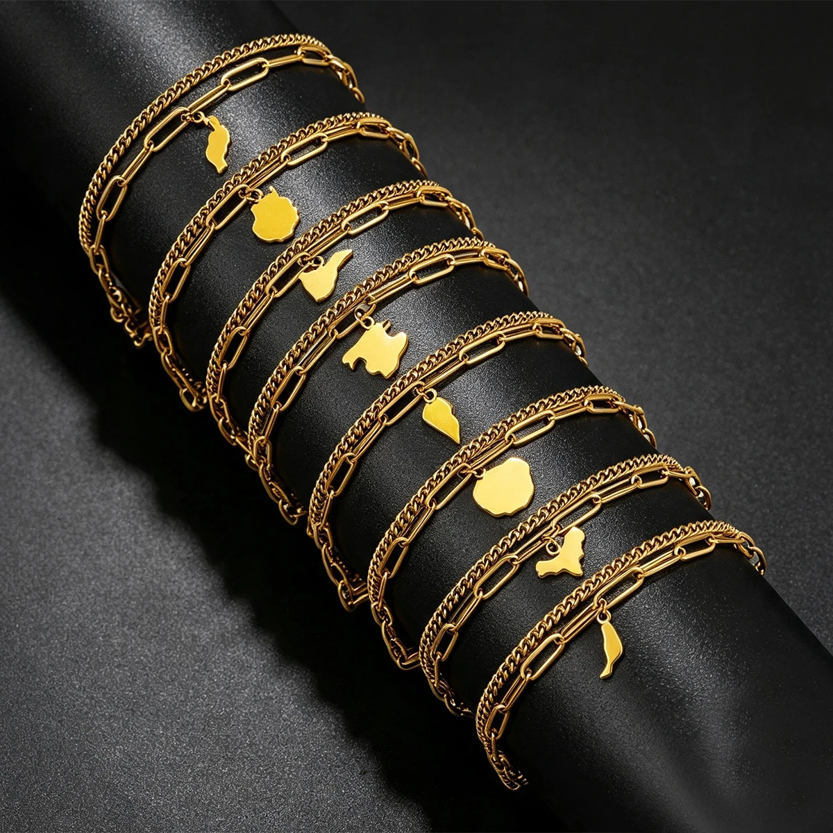 Spain Canary Islands Tenerife/Gran Canaria/Fuerteventura/La Palma/Lanzarote Double Laye Charm Bracelet Women Girl Wear Jewelry