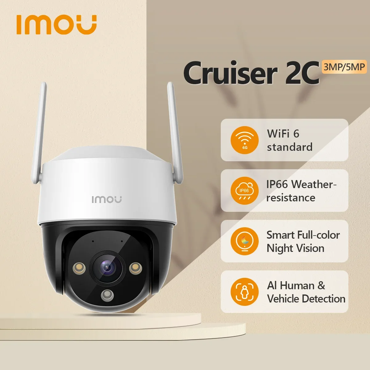 IMOU Cruiser 2C 5MP Set Security Camera AI Smart Tracking IP66 Weatherproof Two-way Audio WiFi 6 Full-color Night Vision