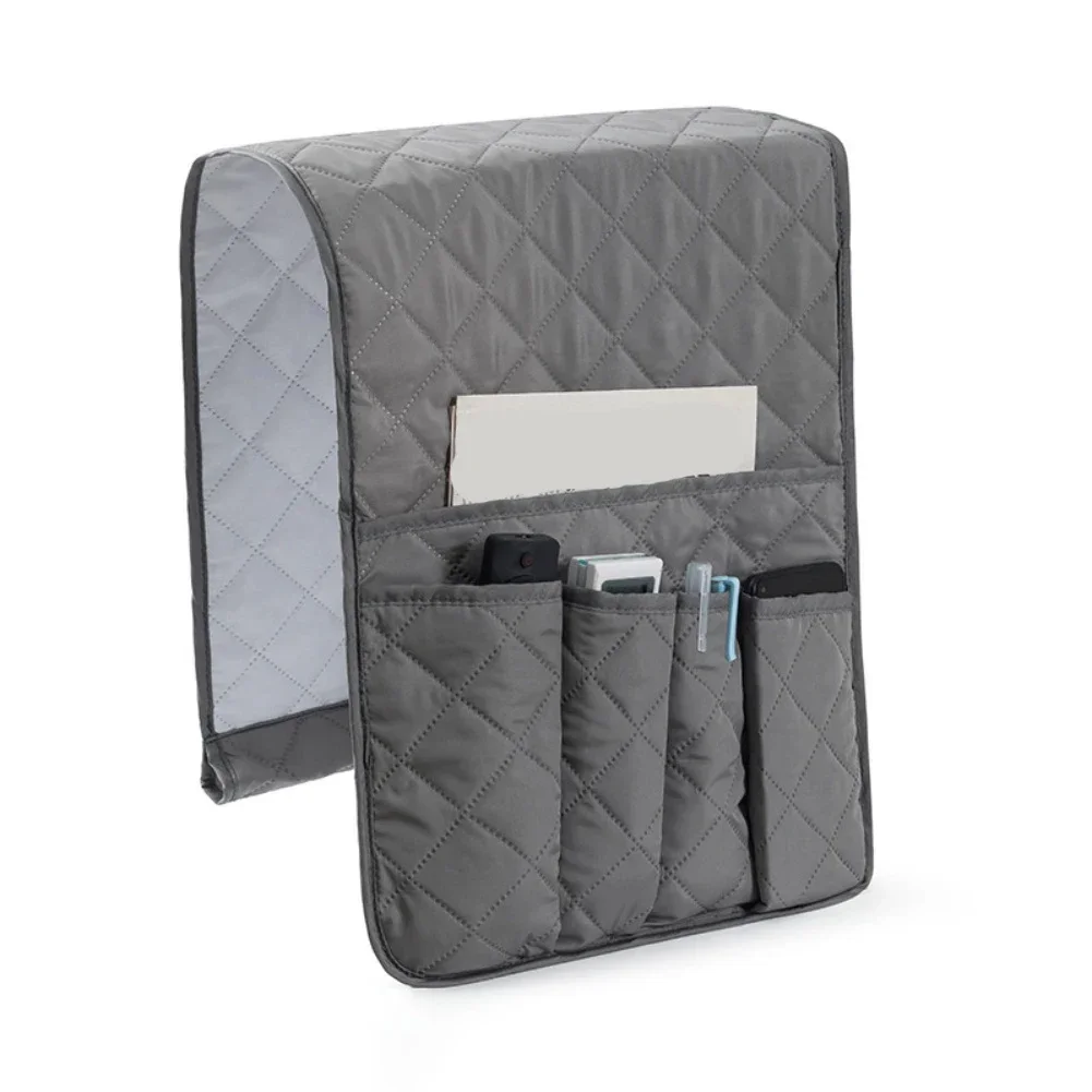 Remote Holder Armrest Organizer Black Grey Spacious Pockets Remote Holder Armrest Organizer 5-pocket Storage Non-slip Backing