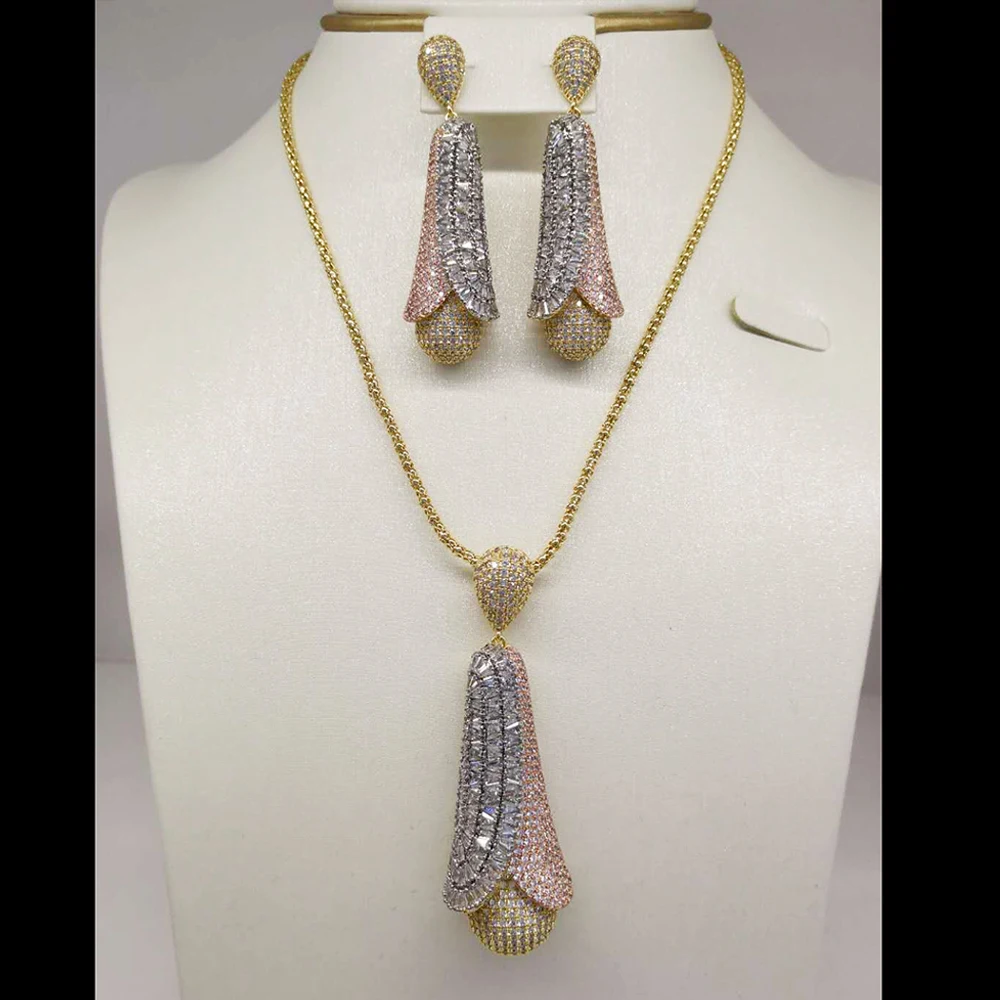 

GODKI Luxury Gold Multicolor Nigeria Necklace Earring Jewelry Set For Women Wedding Cubic Zircon Indian Dubai Bridal Jewelry Set