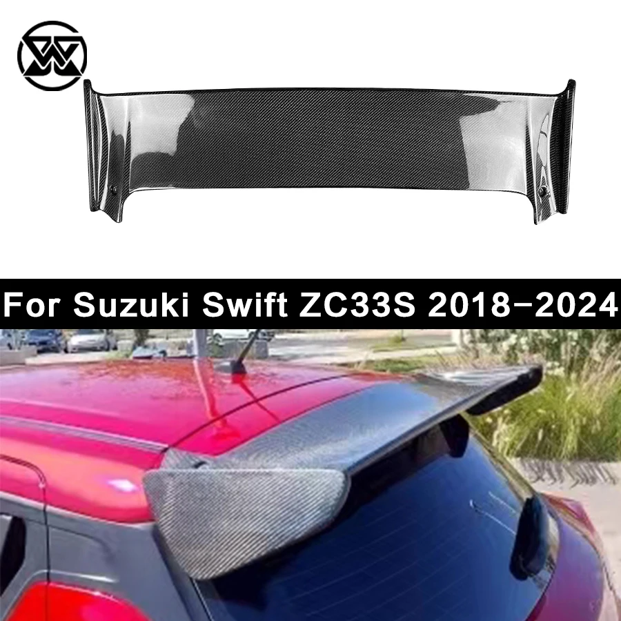 For Suzuki Swift Sport ZC33S 2018-2024 Car Roof Wing Racing Rear Spoiler Splitter Real Carbon Fiber Spoiler Body Kit