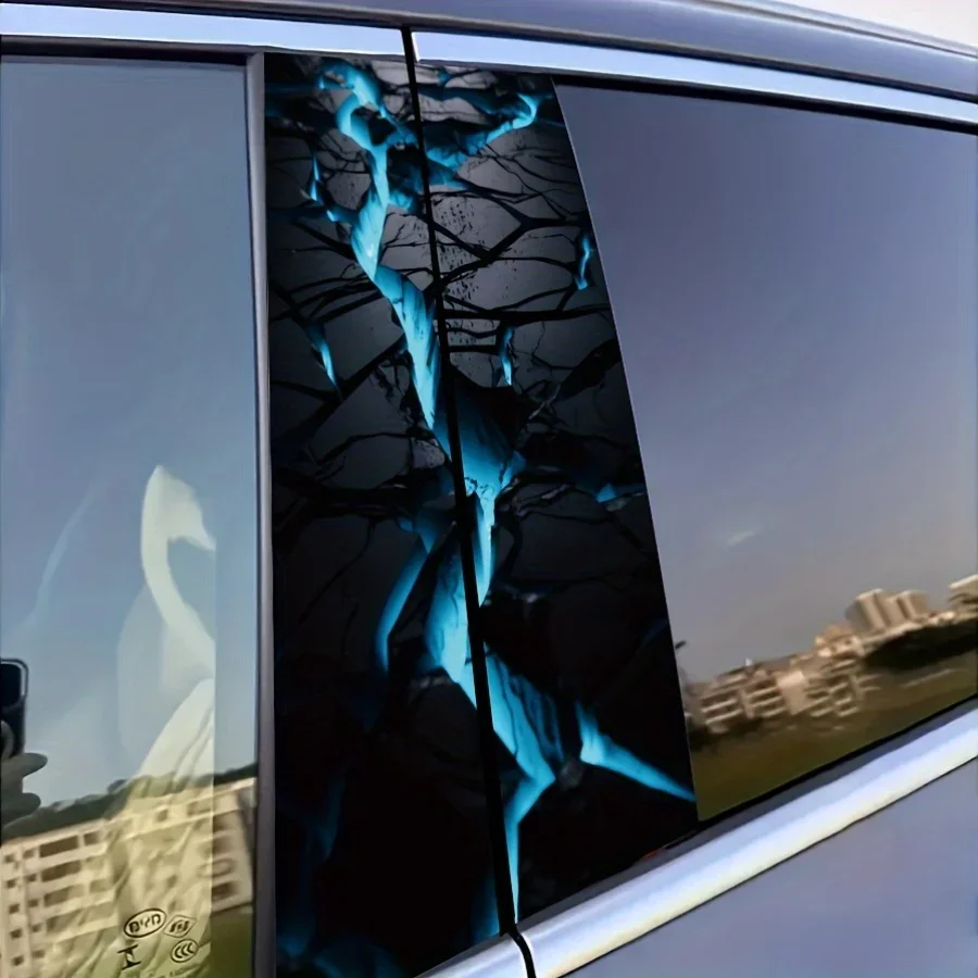 2 fluorescent marine car stickers - self-adhesive, scratch-resistant, durable, suitable for B-pillars and doors,