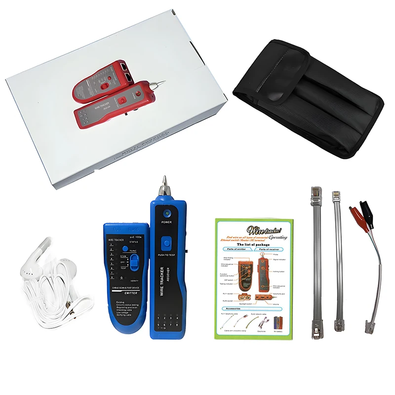 ALLSTRONG Wire Tracker Multi Function Cable Tester UTP/STP RJ 11 RJ45 Telephone Network Detector Line Finer Red/Yewllo/Blue