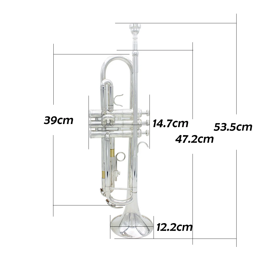 Silver Trumpet Bb Professional Brass Instrument Exquisite Trompete With Mouthpiece Strap Case Musical Instrument Accessories