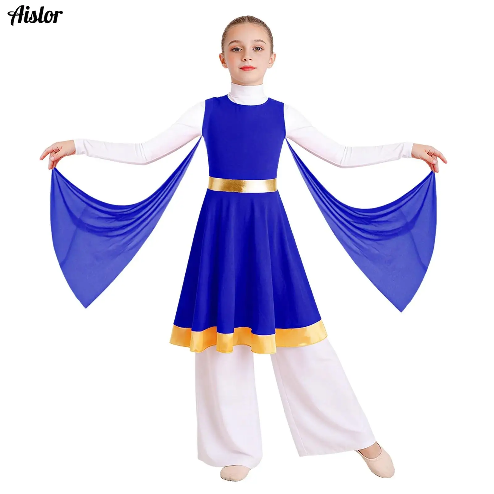 

Детское платье для девочек для хороводных танцев и похваления, с металлическим эффектом, сетчатыми драпировками на талии, без рукавов, с асимметричным подолом, для церковных мероприятий и выступлений