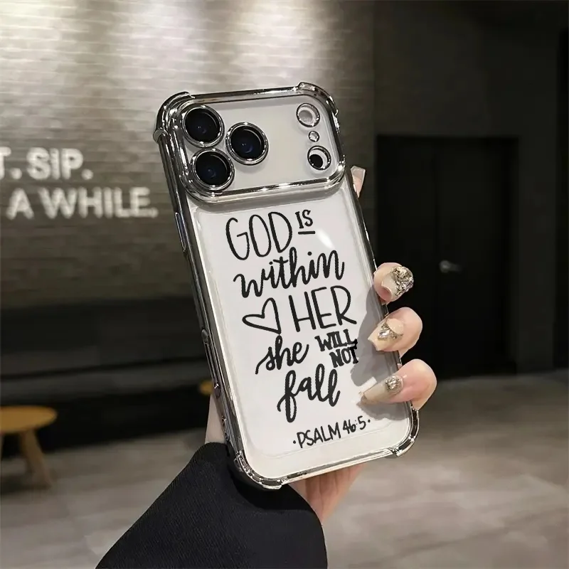Phone Case: New Model with Jesus Pattern, Electroplated Transparent Four-Corner Anti-Drop Phone Case, Suitable for iPhone 17 Pro Max161514131211, Simple and Stylish Shockproof Soft Shell Protective Cover, Creative Gift, Suitable for All Seasons